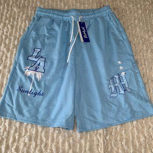WOMENS BLUE OVERSIZED SHORTS SIZE LARGE BASKETBALL SHORTS LA SUNLIGHT NEW
